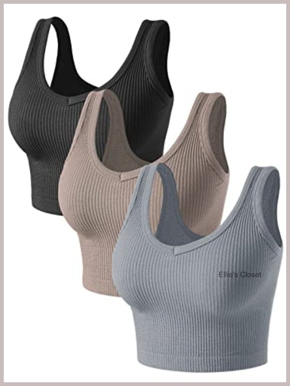 Women's 3 Pack Crop Fitted V-Neck Tank Tops Ribbed